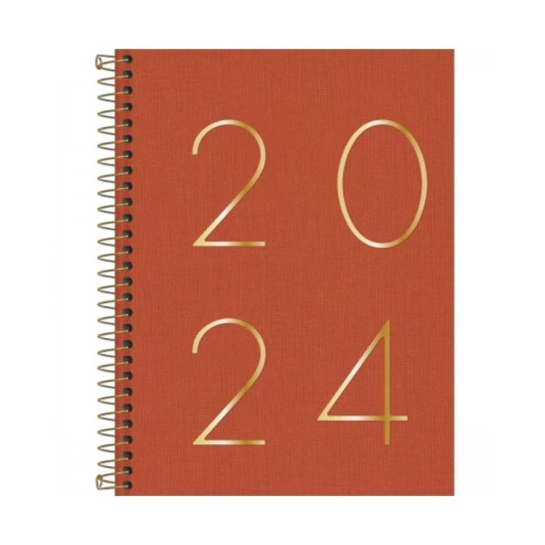 Agenda Diária 2024 Tilibra Lume Laranja 177x240mm