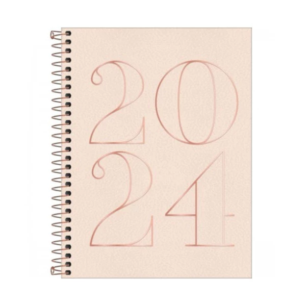 Agenda Diária 2024 Tilibra Vanilla Rosa Pastel 177x240mm