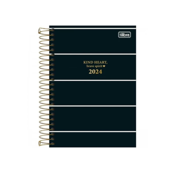 Agenda Diária 2024 Tilibra West Village Listras Pretas 14x20cm