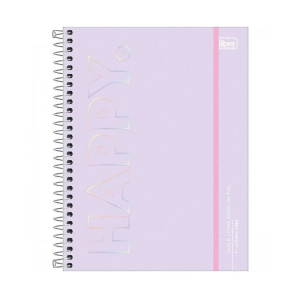 Agenda Planner 2024 Tilibra Happy Roxo 177x240mm