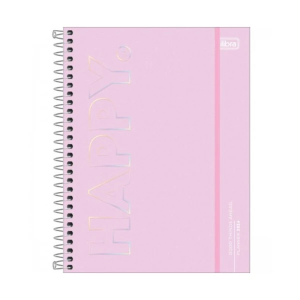 Agenda Planner 2024 Tilibra Happy Rosa 177x240mm