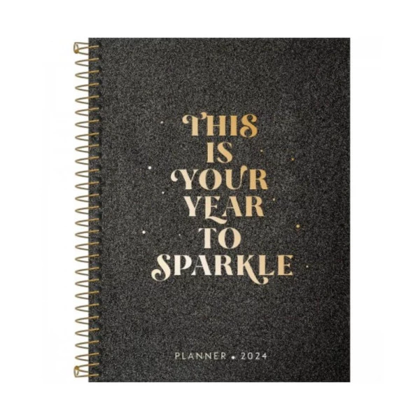 Agenda Planner 2024 Tilibra Shine Preto 177x240mm