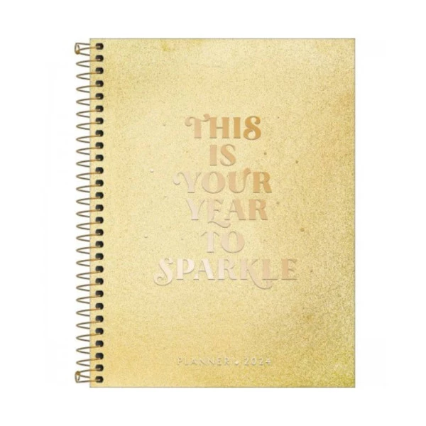 Agenda Planner 2024 Tilibra Shine Dourado 177x240mm