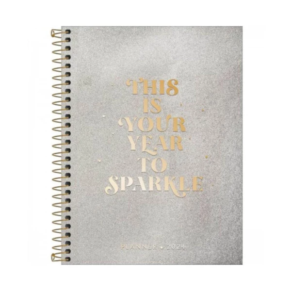 Agenda Planner 2024 Tilibra Shine Prata 177x240mm