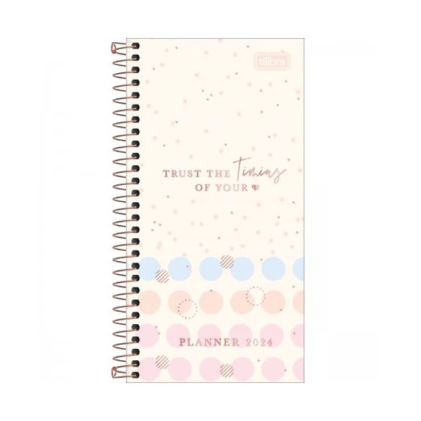 Agenda Planner 2024 Tilibra Soho Slim Bolinhas 119x240mm