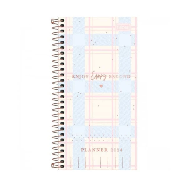 Agenda Planner 2024 Tilibra Soho Slim Quadriculado 119x240mm