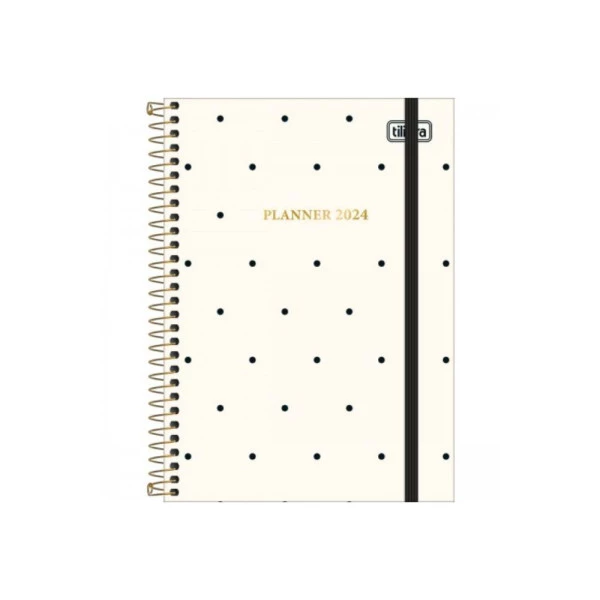 Agenda Planner 2024 Tilibra West Village Bolinhas Branco 129x187mm