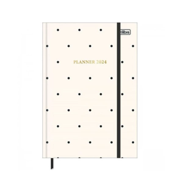Agenda Planner 2024 Tilibra West Village Bolinhas Branco 134x192mm