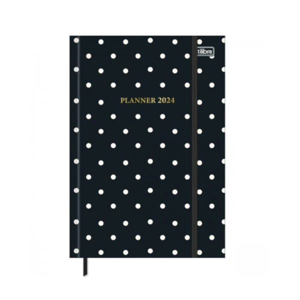 Agenda Planner 2024 Tilibra West Village Bolinhas Preto 134x192mm