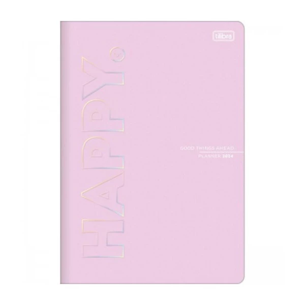 Agenda Planner Mensal 2024 Grampeado Happy Rosa Tilibra
