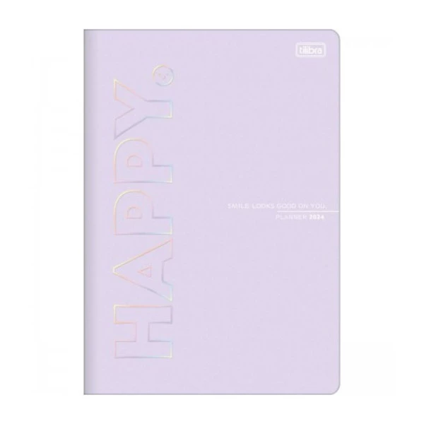 Agenda Planner Mensal 2024 Grampeado Happy Roxo Tilibra