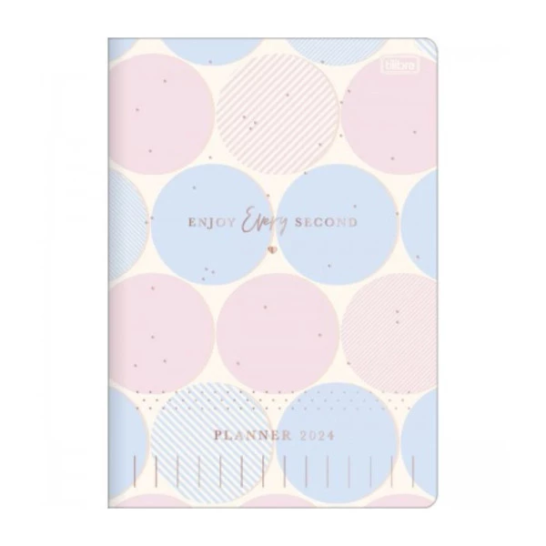 Agenda Planner Mensal 2024 Grampeado Tilibra Soho Círculos