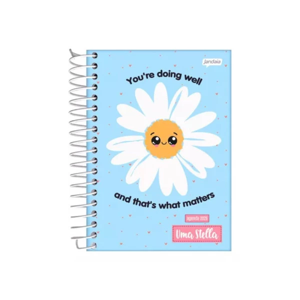Agenda Diária 2025 Espiral Jandaia Stella Margarida 117mm x 162mm