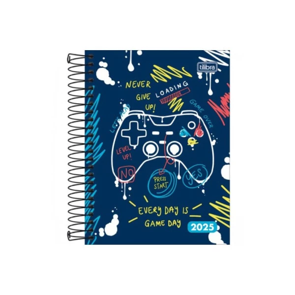 Agenda Diária 2025 Espiral Tilibra D+ Game Over 117mm x 164mm