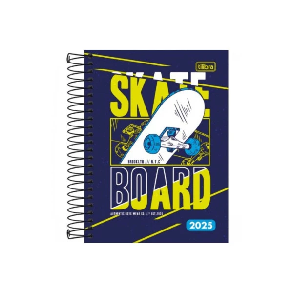 Agenda Diária 2025 Espiral Tilibra D+ Skateboard 117mm x 164mm