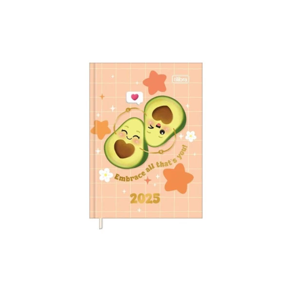 Agenda Diária 2025 Costurada Mini Tilibra Abacute Laranja 78mm x 108mm