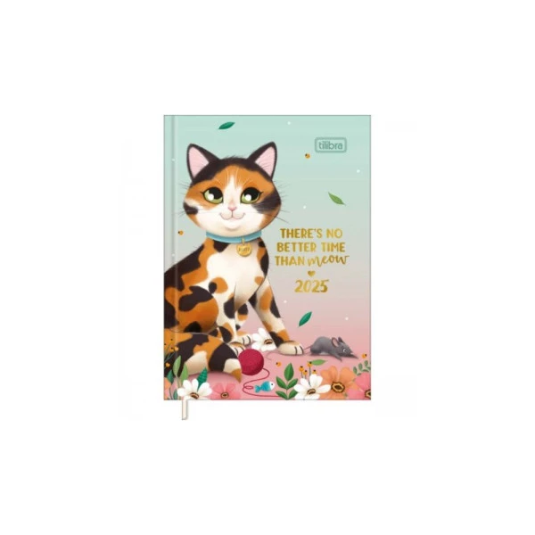 Agenda Diária 2025 Costurada Mini Tilibra Purrfect Meow 78mm x 108mm
