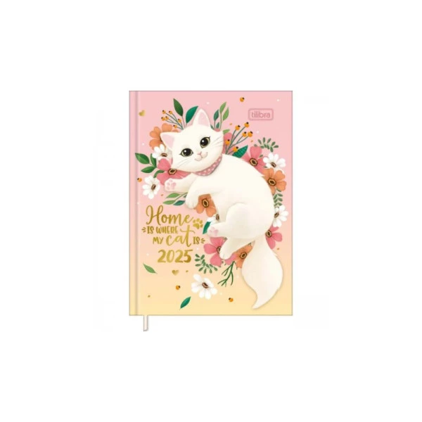 Agenda Diária 2025 Costurada Mini Tilibra Purrfect My Cat 78mm x 108mm