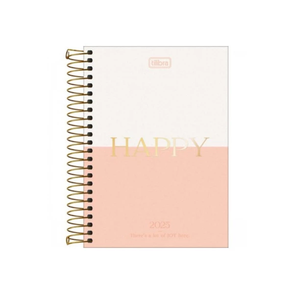 Agenda Diária 2025 Espiral Tilibra Happy Laranja 129mm x 187mm
