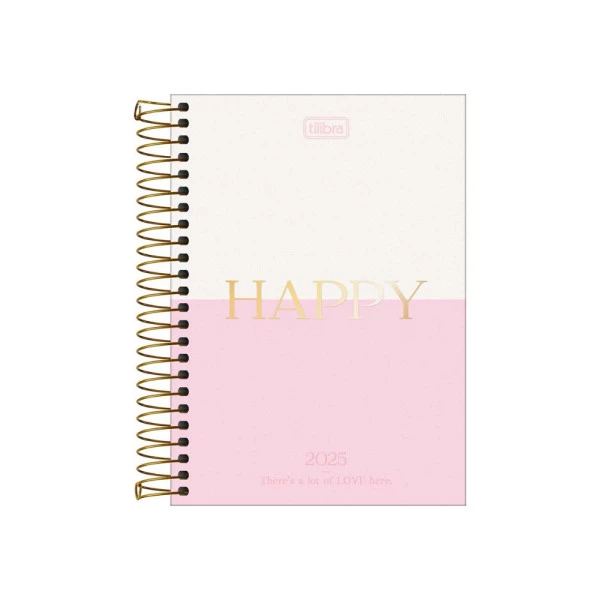 Agenda Diária 2025 Espiral Tilibra Happy Rosa 129mm x 187mm