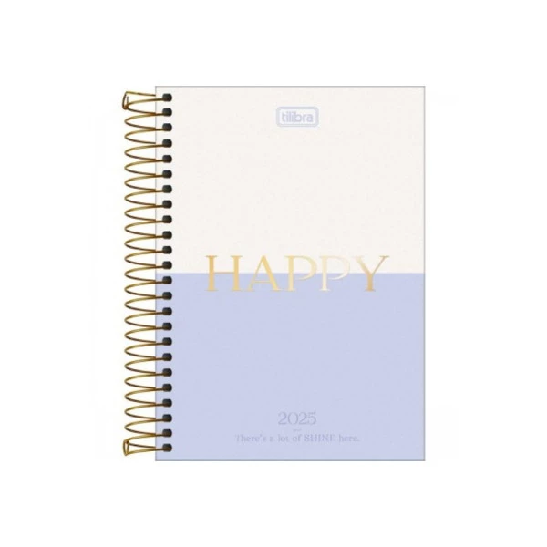 Agenda Diária 2025 Espiral Tilibra Happy Roxo 129mm x 187mm