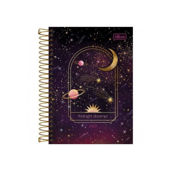 Agenda Diária 2025 Espiral Tilibra Magic Midnight 129mm x 187mm