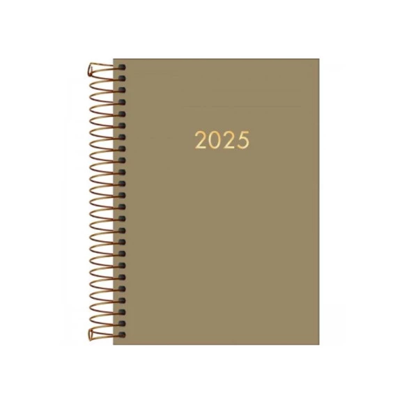 Agenda Diária 2025 Espiral Tilibra Napoli Bege 129mm x 187mm
