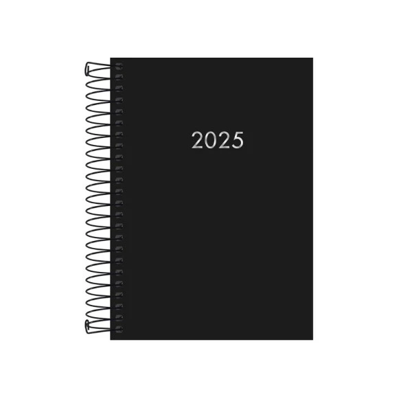 Agenda Diária 2025 Espiral Tilibra Napoli Preto 129mm x 187mm