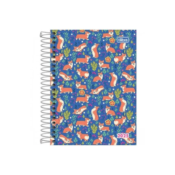 Agenda Diária 2025 Espiral Tilibra Pepper Cachorrinhos 117mm x 164mm