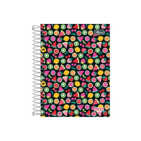 Agenda Diária 2025 Espiral Tilibra Pepper Frutinhas 117mm x 164mm
