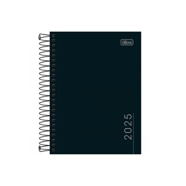 Agenda Diária 2025 Espiral Tilibra Pepper Preto 117mmx164mm