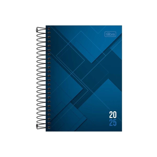Agenda Diária 2025 Espiral Tilibra Zip Azul Escuro 129mm x 187mm