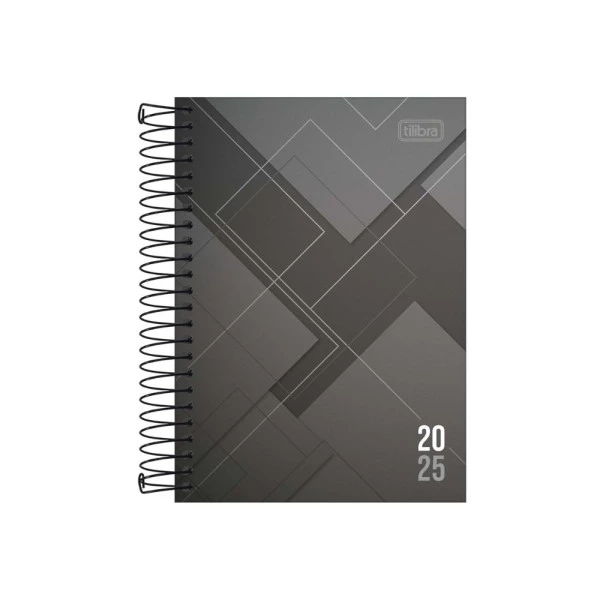 Agenda Diária 2025 Espiral Tilibra Zip Cinza 129mm x 187mm