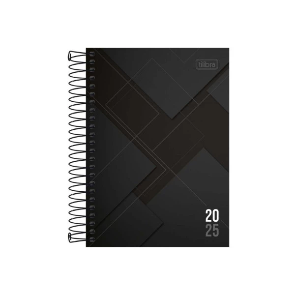 Agenda Diária 2025 Espiral Tilibra Zip Preto 129mm x 187mm