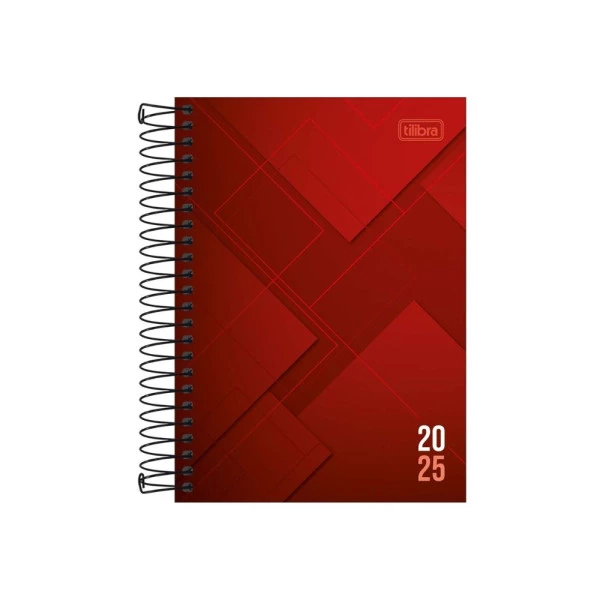 Agenda Diária 2025 Espiral Tilibra Zip Vermelho 129mm x 187mm