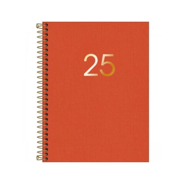 Agenda Diária 2025 Executiva Espiral Tilibra Lume Laranja 177mm x 240mm