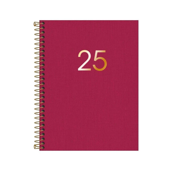 Agenda Diária 2025 Executiva Espiral Tilibra Lume Rosa 177mm x 240mm