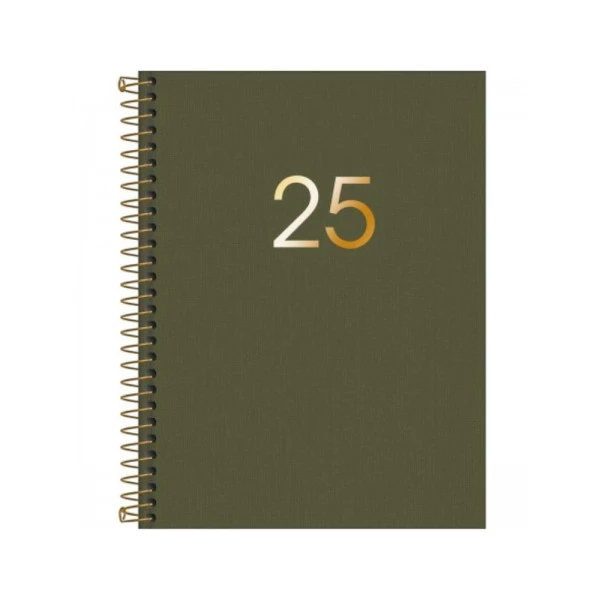 Agenda Diária 2025 Executiva Espiral Tilibra Lume Verde 177mm x 240mm