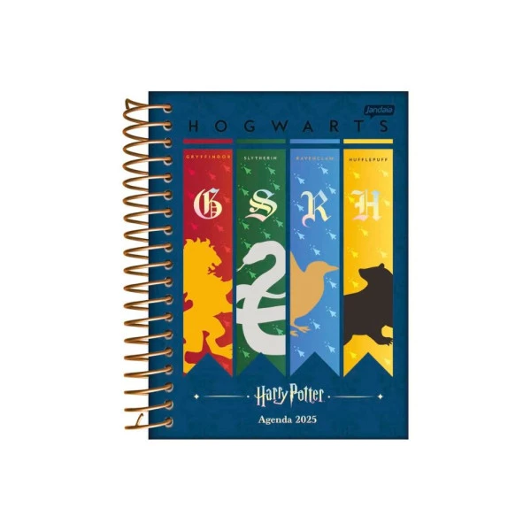 Agenda Diária 2025 Harry Potter Espiral Hogwarts Azul Jandaia 133mm x 178mm