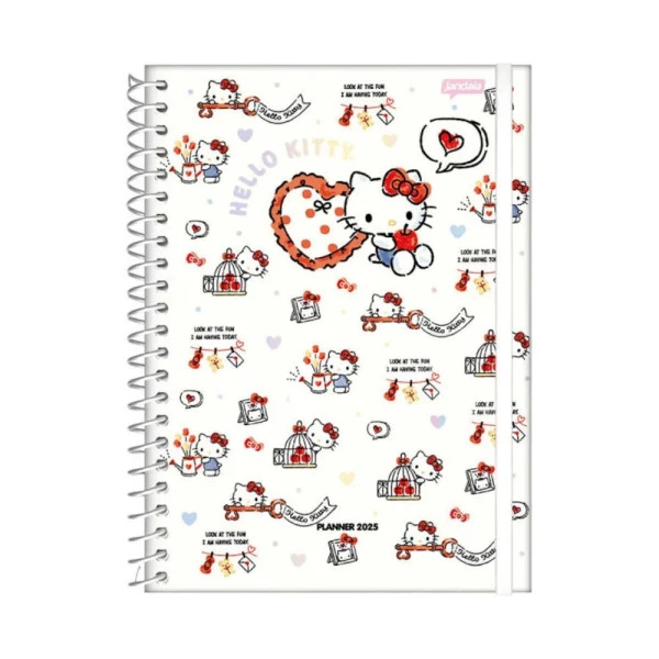 Agenda Planner 2025 Espiral Hello Kitty Branco Jandaia 175mm x 242mm