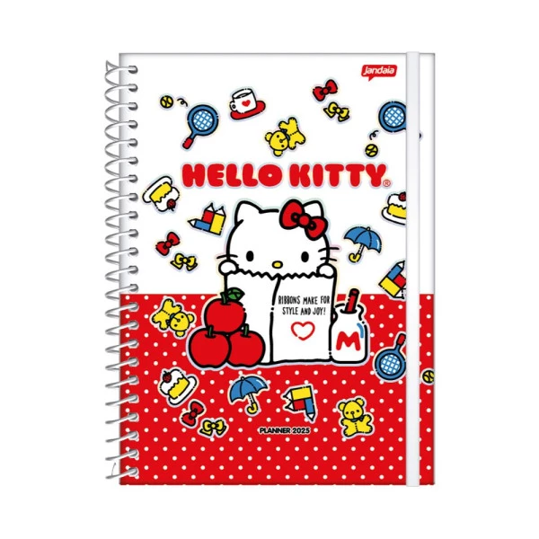Agenda Planner 2025 Espiral Hello Kitty Vermelho 175mm x 242mm