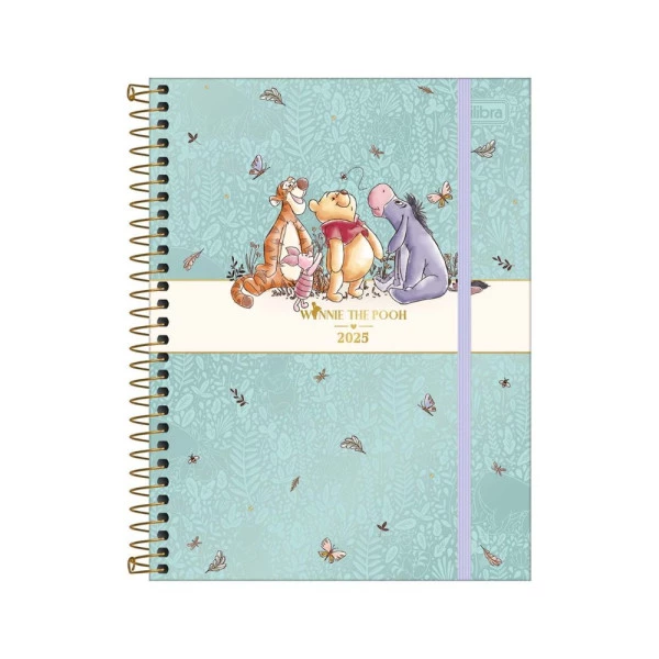Agenda Planner 2025 Espiral Tilibra Ursinho Pooh Azul 177mm x 240mm