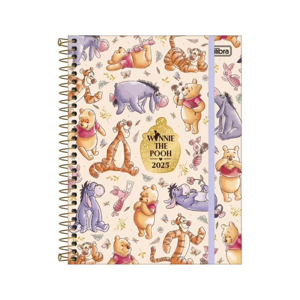 Agenda Planner 2025 Espiral Tilibra Ursinho Pooh Laranja  177mm x 240mm
