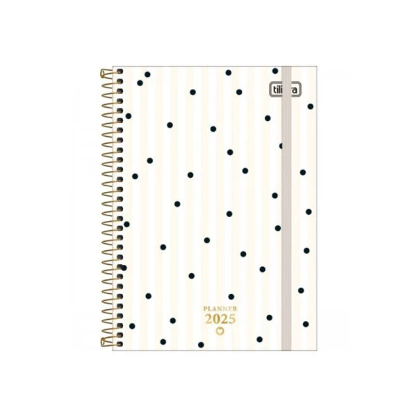 Agenda Planner 2025 Espiral Tilibra West Village Bolinhas 129mm x 187mm