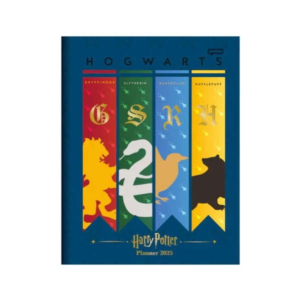 Agenda Planner 2025 Mensal Costurado Jandaia Harry Potter Hogwarts Azul 190mm x 248mm