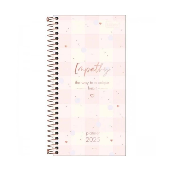 Agenda Planner 2025 Slim Espiral Tilibra Soho Xadrez 119mm x 240mm
