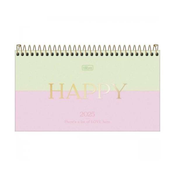 Agenda Semanal 2025 De Bolso Espiral Tilibra Happy Love 167mm x 89mm