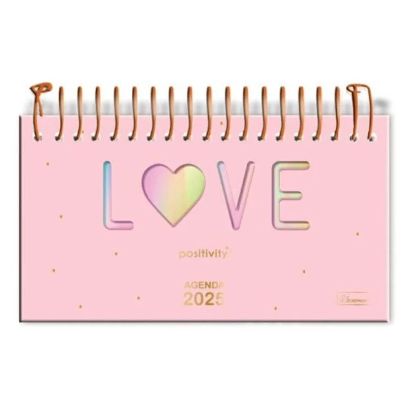 Agenda Semanal 2025 Espiral Cadersil Positivity Love 210mm x 115mm