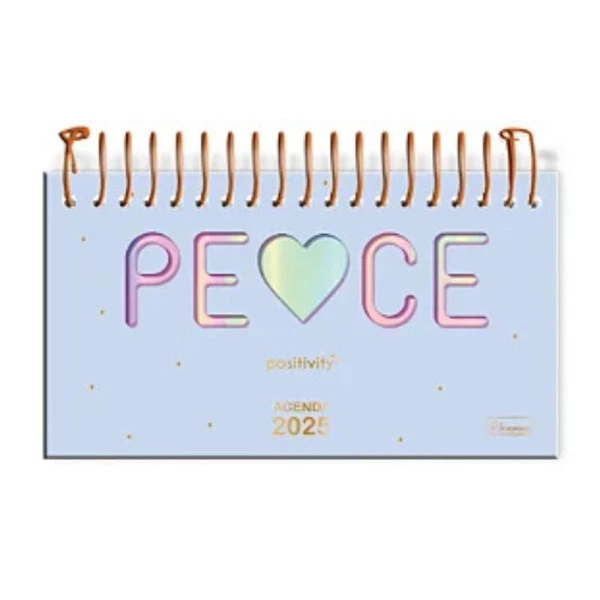 Agenda Semanal 2025 Espiral Cadersil Positivity Peace 210mm x 115mm