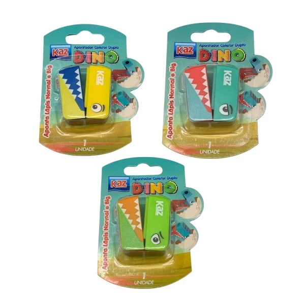Apontador Escolar 2 Furos Coletor Dino Kaz